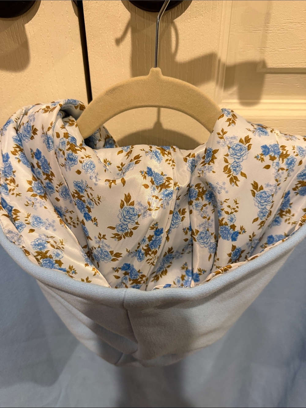 Simply Southern Light Blue Hoodie with Floral Bouquet and Pink Bows - Picture 6 of 6